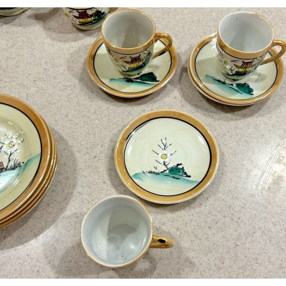 Vintage Miniature 16 Piece Set of Hand Painted Doll China Japan 16 Piece Set